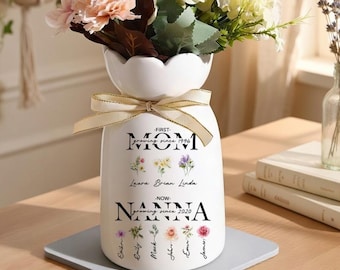 Benutzerdefinierte Geburt Blumenvase für Oma: Erste Mutter jetzt Oma Vase, Nana Geschenk, Geburtstagsgeschenk für Oma