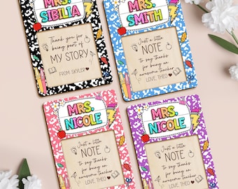 Gepersonaliseerde leraar cadeau notitieblokhouder, leraar naam cadeau, student cadeau voor leraar, leraar cadeau, leraar eindejaarscadeau