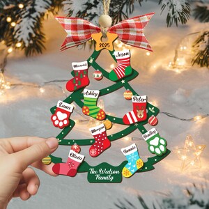 Custom Family Name Ornament, Family Christmas Stocking Tree Ornaments, Family Names 2025 Christmas Tree Ornament, Holiday Keepsake Gift