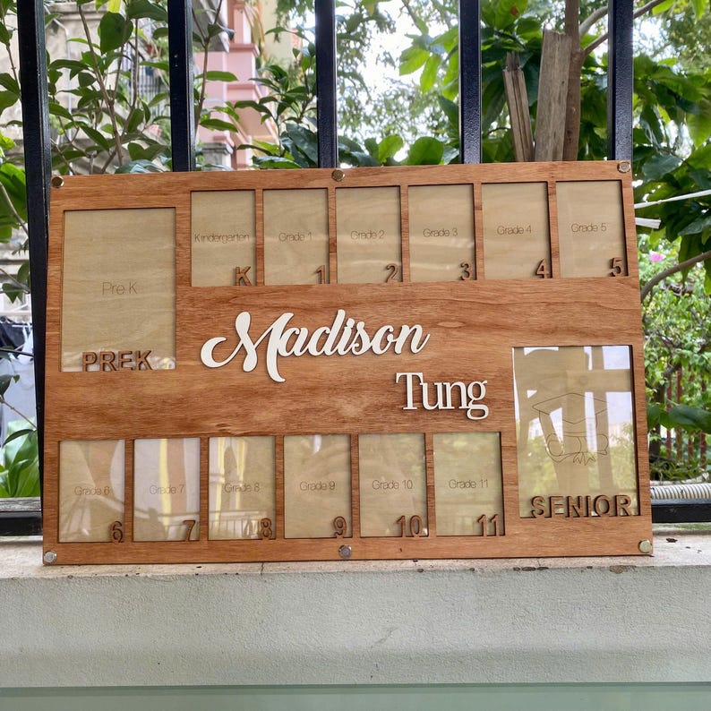 Custom Grade School Photo Frame, School Years Photo Frame Gift, Pre K ...