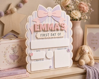 Cartello personalizzato per il primo e l'ultimo giorno di scuola, bacheca in legno personalizzata per il ritorno a scuola, cartello per il primo giorno di asilo, regalo per bambini per celebrare le tappe fondamentali della vita scolastica.