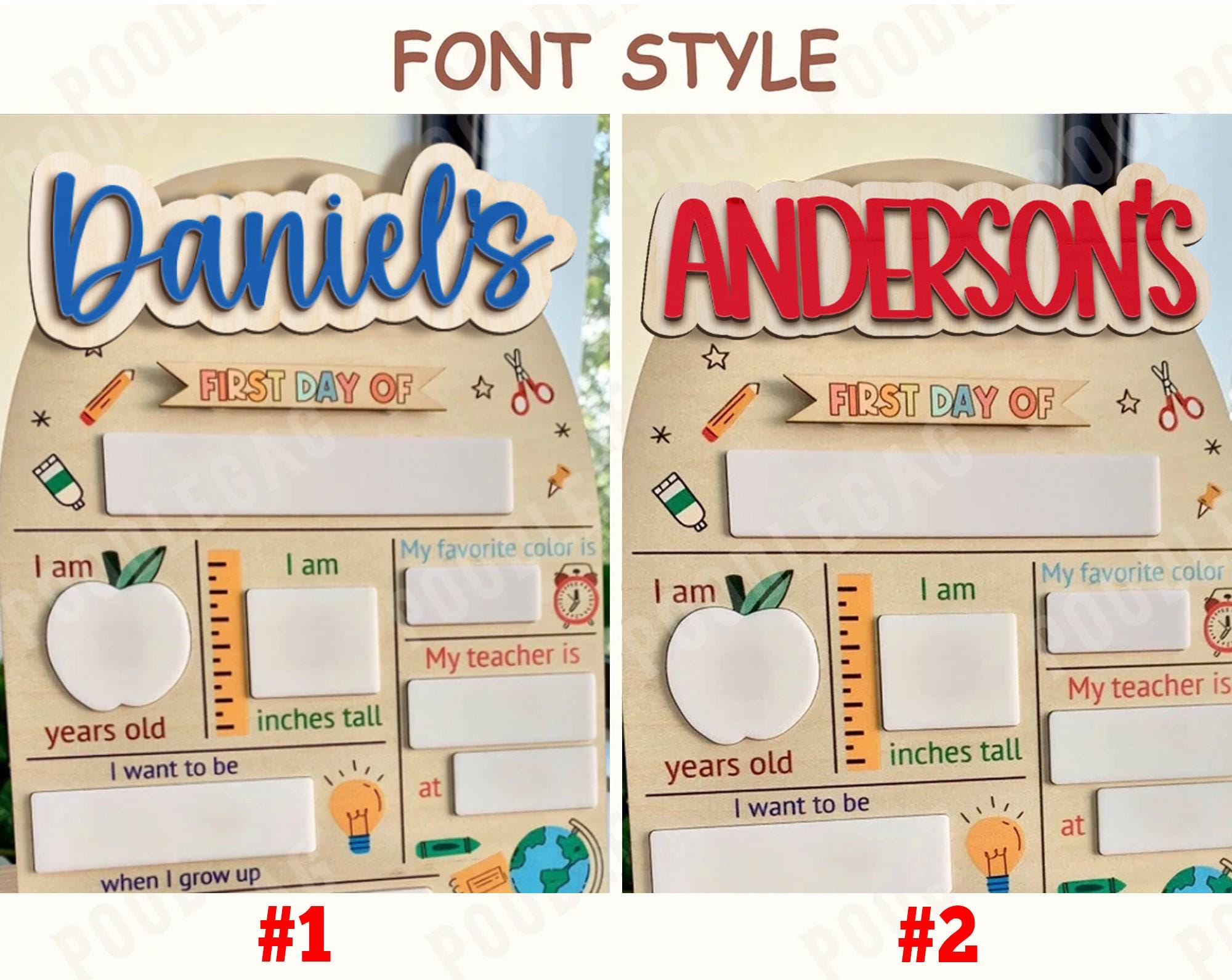 Custom First Day of School Sign, Personalized Wooden School Board Gift
