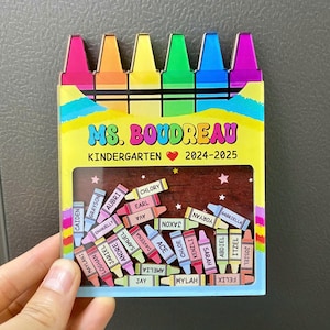 Custom Teacher Crayon Magnet, Teacher Appreciation Gifts, Custom Teacher Gifts Magnet, Thank You Gift, Crayon Shaker Magnet With Kids Names