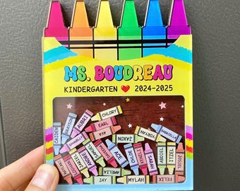 Custom Teacher Crayon Magnet, Teacher Appreciation Gifts, Custom Teacher Gifts Magnet, Thank You Gift, Crayon Shaker Magnet With Kids Names