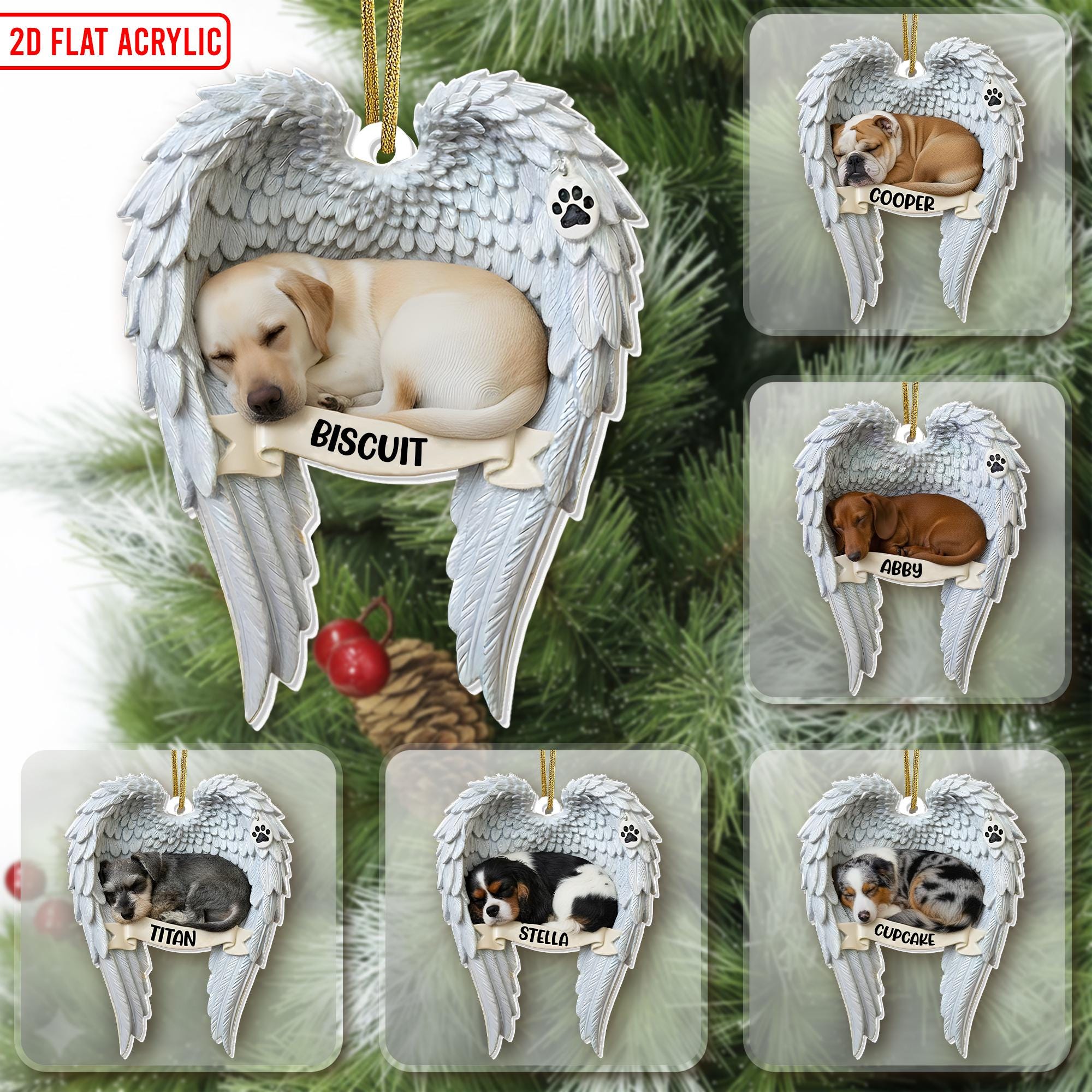 Custom Dog Angel Wings Memorial Ornament, Dog Loss Gift, Pet Sympathy ...
