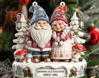 Romantic Gift For Fiancee Gnome With Love Heart Personalised Acrylic Block - Personalised Gift, Keepsake Gift, Custom Gift