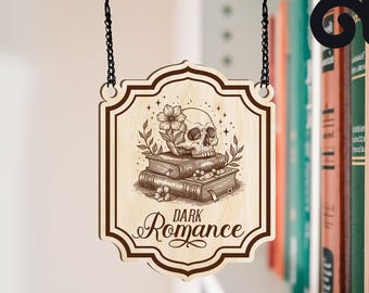 Letreros de madera personalizados para librerías, regalo para amantes de los libros, regalo personalizado para amantes de los libros, regalo de BookTok, organizadores de biblioteca, separadores de géneros literarios, letrero para estantería