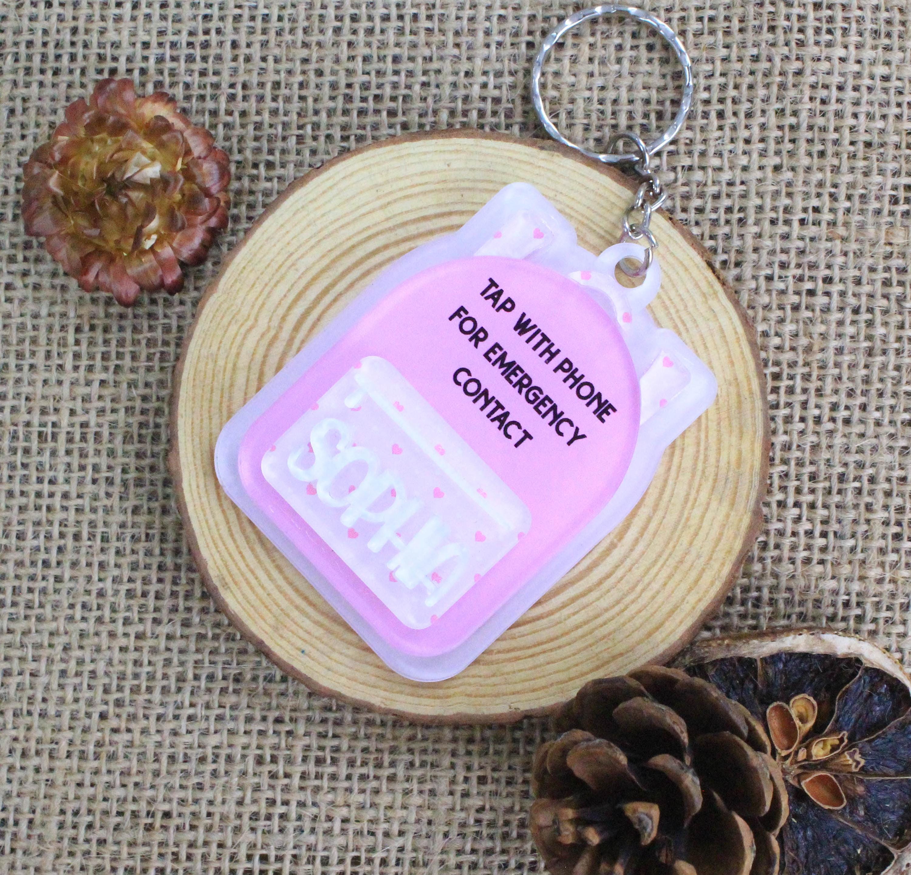 Custom NFC Emergency Tag, Emergency Contact Backpack Tag, NFC Backpack Tag, Tap for Contact Info Keychain, Emergency Contact NFC Keychain
