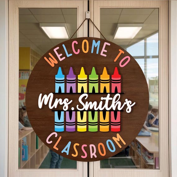 Custom 3D Crayon Door Hanger, Teacher Name Sign, Classroom Door Hanger, Classroom Decor, Back To School Gifts, Custom Teacher Sign