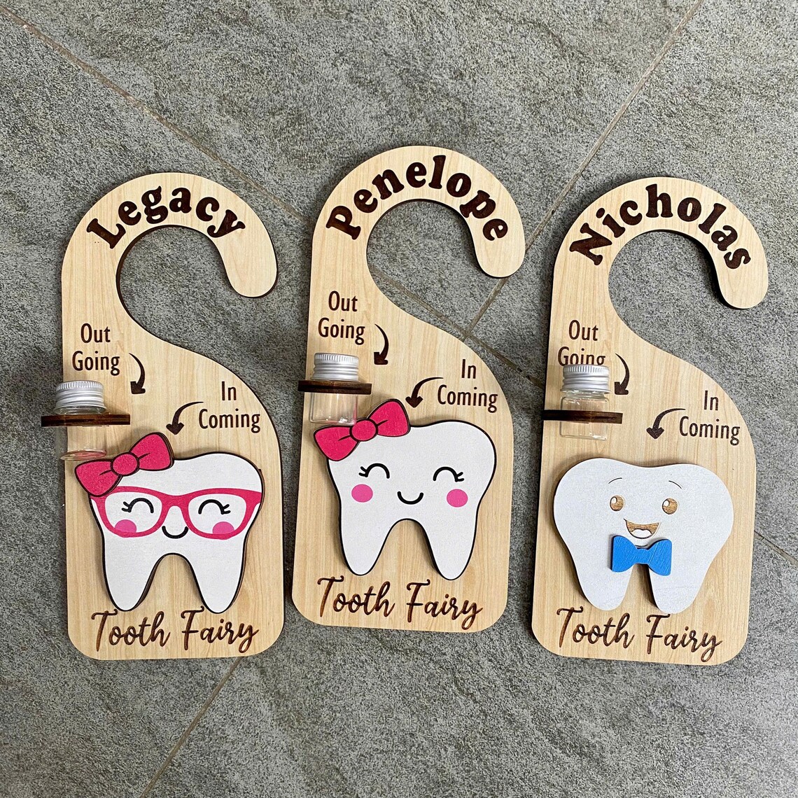 Personalized Tooth Fairy Door Hanger, Custom Name Holder With Tooth Jar ...