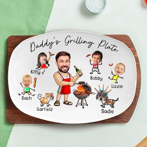 Personalized Face Grilling Platter, Custom Daddy's Grilling Plate with Kids' Names, Father's Day Gift, Funny Gift for Dad, Birthday Gift image 7