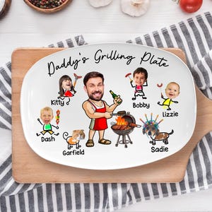 Personalized Face Grilling Platter, Custom Daddy's Grilling Plate with Kids' Names, Father's Day Gift, Funny Gift for Dad, Birthday Gift image 5