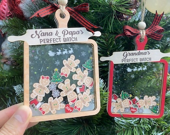 Custom Gingerbread Family Christmas 4D Shaker Ornament, Grandma & Grandpa's Perfect Batch, Grandma's Perfect Batch, Gift For Grandma, Mom