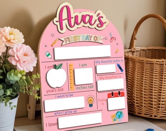 Letrero personalizado para el primer y último día de clases, pizarra con nombre personalizado para el regreso a clases, letrero reutilizable para el regreso a clases, accesorio fotográfico para el primer día de clases.