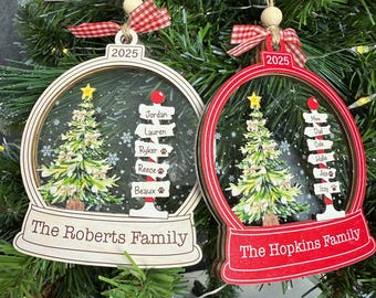 Benutzerdefinierte Familienname Ornament, Familie Weihnachtsbaum Ornamente, Familiennamen Weihnachtsbaum Ornament 2025, Feiertags-Andenken Geschenk für die Familie