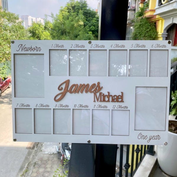 Baby First Year Picture Frame, Baby Photo Frame, Newborn To One Year Photo Frame, Newborn Frame, Monthly Milestone for Baby Picture Frame