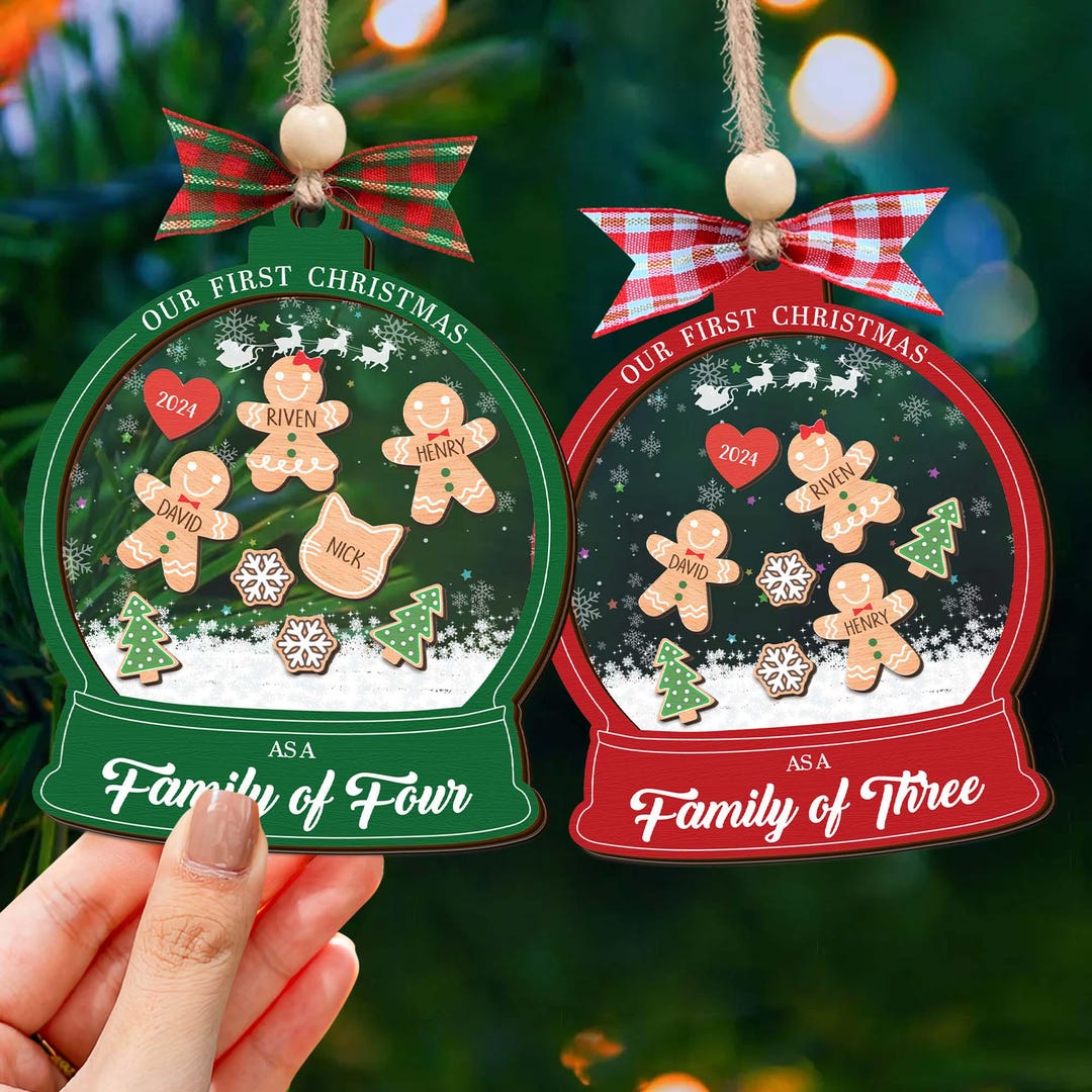 Personalized Ornament Gingerbread Family Of 5 Christmas Gift