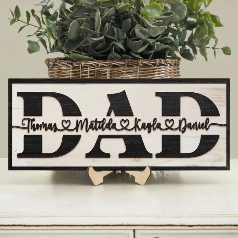 Custom Dad Wood Sign With Kids' Names, Best Dad Ever Wood Sign, Family ...