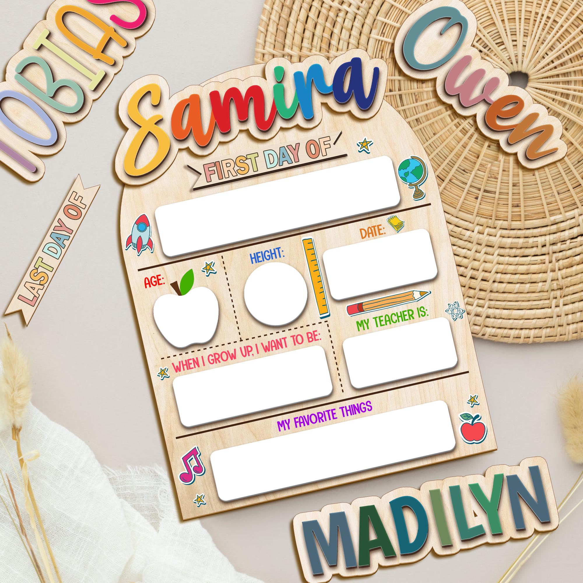 Personalized First Day Of School Sign, Reusable Back To School Sign For Photos, School Board, 1st Day Of School Sign, Dry Erase School Sign