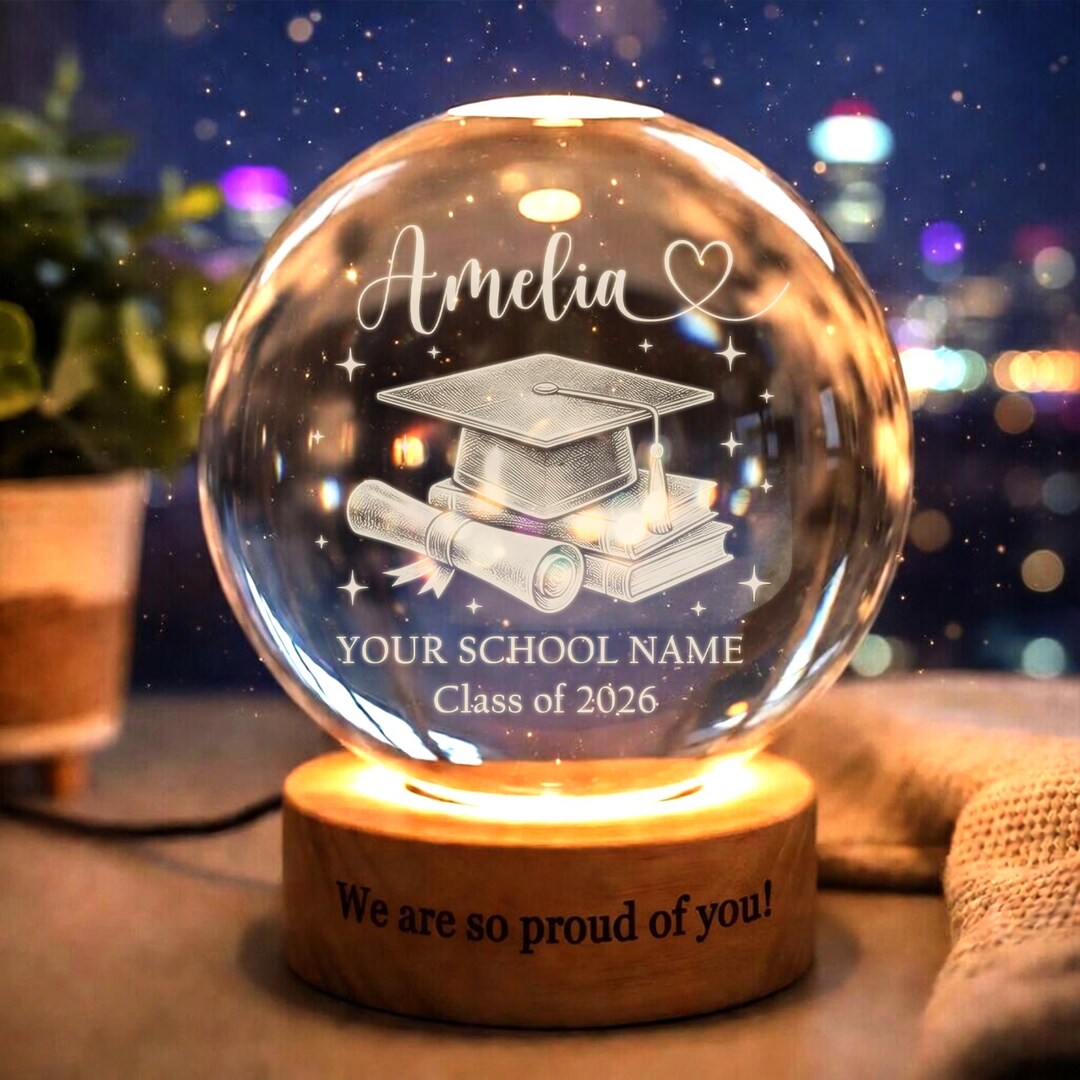 Personalized Graduation Gift 2026, Class of 2026 Crystal Ball Night ...