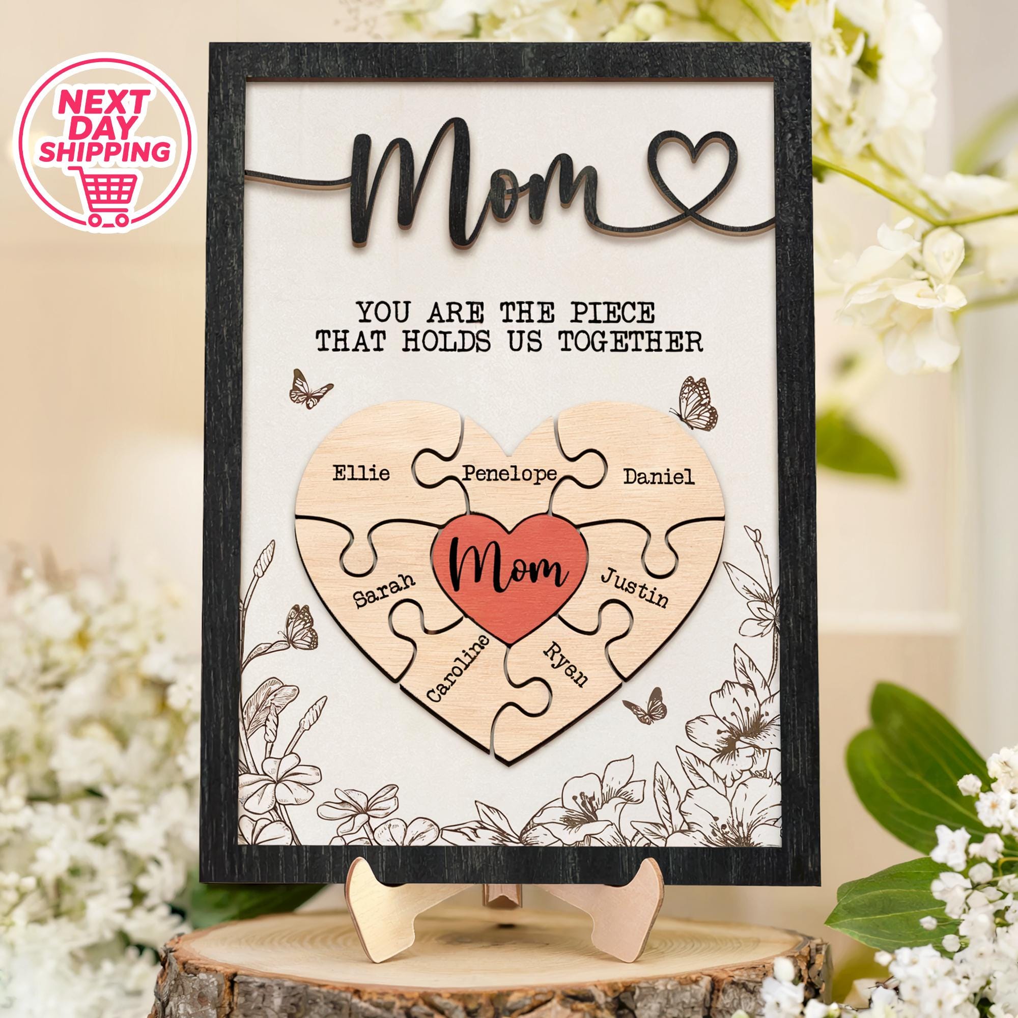 Personalized Mom Puzzle Piece Sign, Mother's Day Gift From Kids