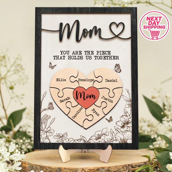 Personalized Mom Puzzle Piece Sign, Mother's Day Gift From Kids