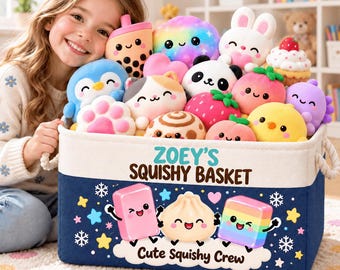 Personalized Dumpling Storage Basket, Viral Squishy Hunter Bin, Custom Kids Toy Organizer, Cute Kawaii Room Decor, Squishy Gift