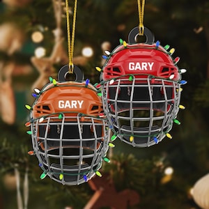 Personalized Hockey Helmet Ornament, Hockey Player Christmas Ornament, Gift For Hockey Lovers, Christmas Gift, Sports Ornament