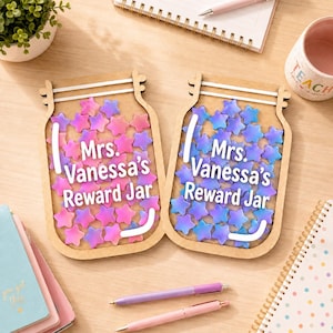 Frasco de recompensas personalizado para maestros, frasco de estrellas personalizado para el aula, tabla de recompensas magnética, regalo para maestros de regreso a clases, sistema de recompensas para niños