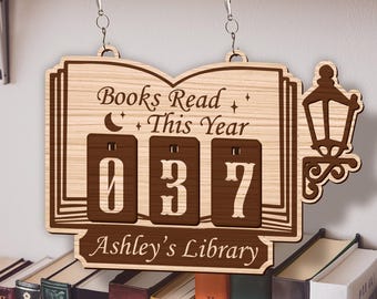 今年読んだ本のカスタムカウンター、今年読んだ本のカスタムトラッカー、本棚カウンター、本好きの装飾、本好きのギフト、読書家へのギフト