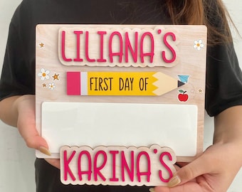 Letrero personalizado para el primer y último día de clases, pizarra con nombre personalizado para el regreso a clases, letrero reutilizable para el regreso a clases, accesorio fotográfico para el primer día de clases.