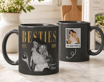 Taza personalizada con foto para mejores amigas, taza de café personalizada para mejores amigas, regalo de cumpleaños para mejores amigas, regalo de amistad