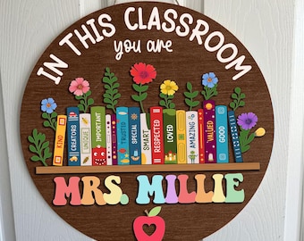 Custom Classroom Door Sign, Classroom Decor, Teacher Wooden Door Sign, Classroom Door Hanger, Back To School, Teacher Appreciation Gifts