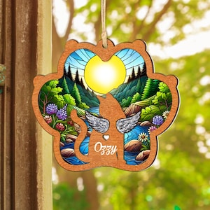 Personalized Cat Memorial Gift, Custom Cat with Wings Suncatcher Ornament, Cat Loss Sympathy Gift, Loss of Cat Remembrance Gift, Cat on Moon