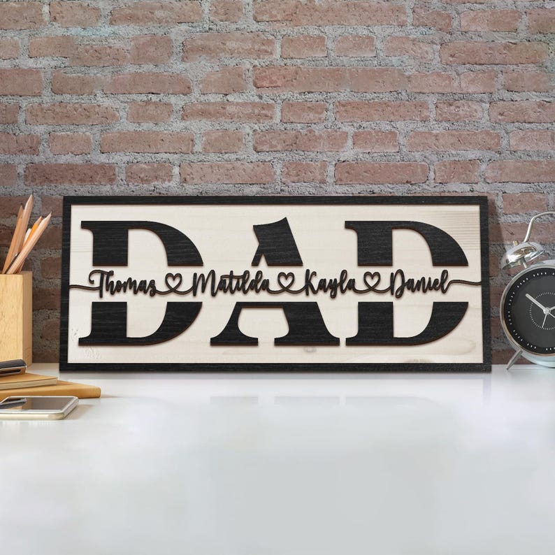 Custom Dad Wood Sign With Kids' Names, Best Dad Ever Wood Sign, Family ...
