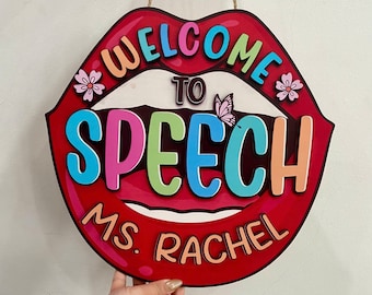 Welcome To Speech Door Sign, Speech Therapy Sign, Speech Language Teacher Gift, SLP Gifts, Classroom Decor Sign, Speech Therapy Room Decor