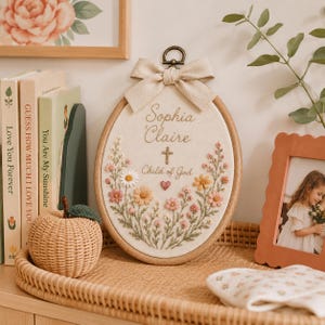 Personalized Baptism Gift for Girls, Custom Child of God Embroidered Name Hoop, Christian Baby Shower Blessing Gift, Dedication Keepsake image 7