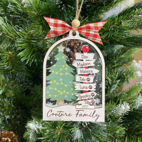 Custom Family Name Christmas Ornaments 2026, Custom Christmas Tree Ornament With Family Names, Family Name Ornament, Gift For Christmas