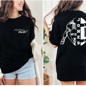 Camiseta personalizada de mamá de fútbol, camiseta de mamá de fútbol, camiseta de mamá de fútbol con nombre personalizado, regalo para mamá, camiseta de juego de fútbol, camiseta de fútbol