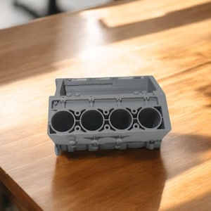 Portatarjetas de visita con diseño de motor, portatarjetas con diseño de bloque de motor, portatarjetas divertido, soporte para bolígrafos, regalo impreso en 3D para él.