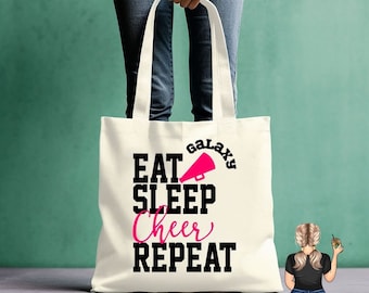 Eat Sleep Cheer Canvas tote Personalized