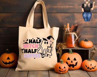 Half Witch Half Coffee Canvas Tote