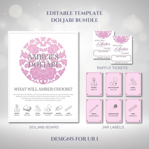 DOLJABI BUNDLE- Doljabi Board Sign, Raffles, Jar labels. Traditional Korean First Birthday, Dohl, Printable Editable Digital File #1002