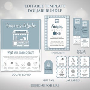 DOLJABI BUNDLE- Doljabi Board Sign, Raffles, Jar labels. Traditional Korean First Birthday, Dohl, Printable Editable Digital File #1007