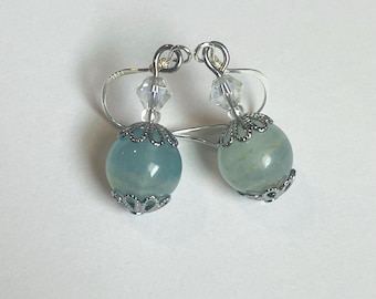 Sterling Silver Blue Drop Earrings, Gift for Women, Gift for Girls, Gift for Bridesmaids, Gift for Wedding, 925 Sterling Silver, Gemstones