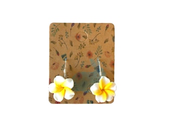 Sterling Silver Plumeria Drop Earrings, Hawaii Earrings, Summer Earrings Flower, Gift for Women, 925 Sterling Silver, Hypoallergenic