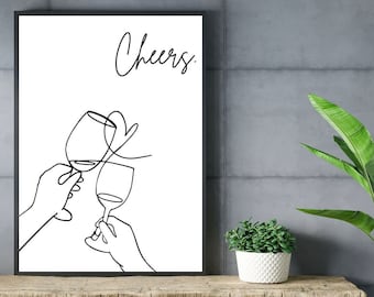 cheers printable wall art | cheers print | bar cart wall decor | cheers sign | wine art | bar cart art | cocktail bar art | digital download