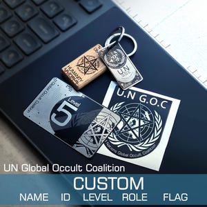 Personalised GOC ID Kit: Metal + Wooden Keychain + Metallic Id Card & Sticker SCP Foundation Gift