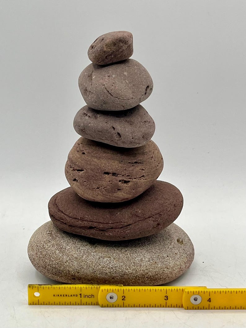 Stone Nature Ruler Earth-red Lake Stones – Hand-stacked Stone Cairn - Etsy