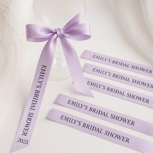 Laços de fita de cetim personalizados com nomes | Conjuntos de mesa de casamento para copos, fitas de cabide para festa de casamento